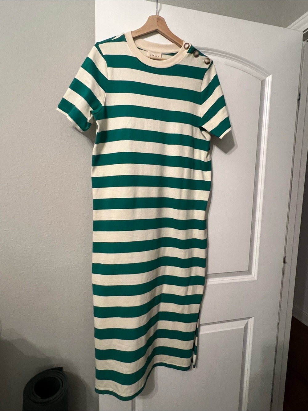 Sezane Emy Striped Maxi T-Shirt Dress